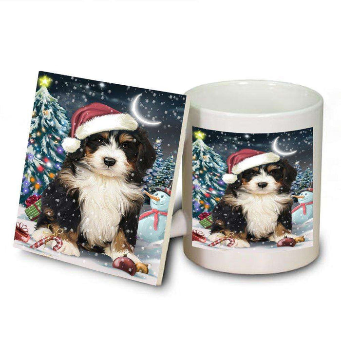 Have a Holly Jolly Bernedoodle Dog Christmas Mug and Coaster Set MUC0159