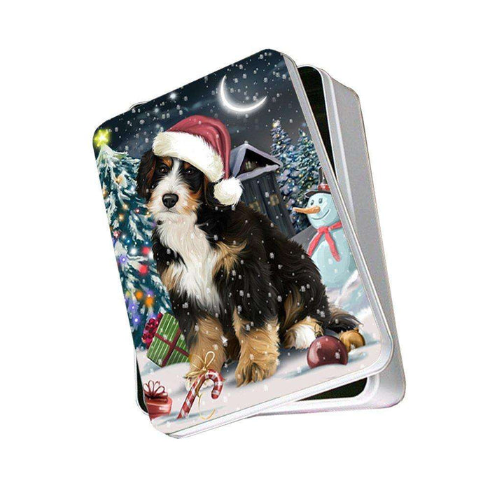 Have a Holly Jolly Bernedoodle Dog Christmas Photo Storage Tin PTIN0157