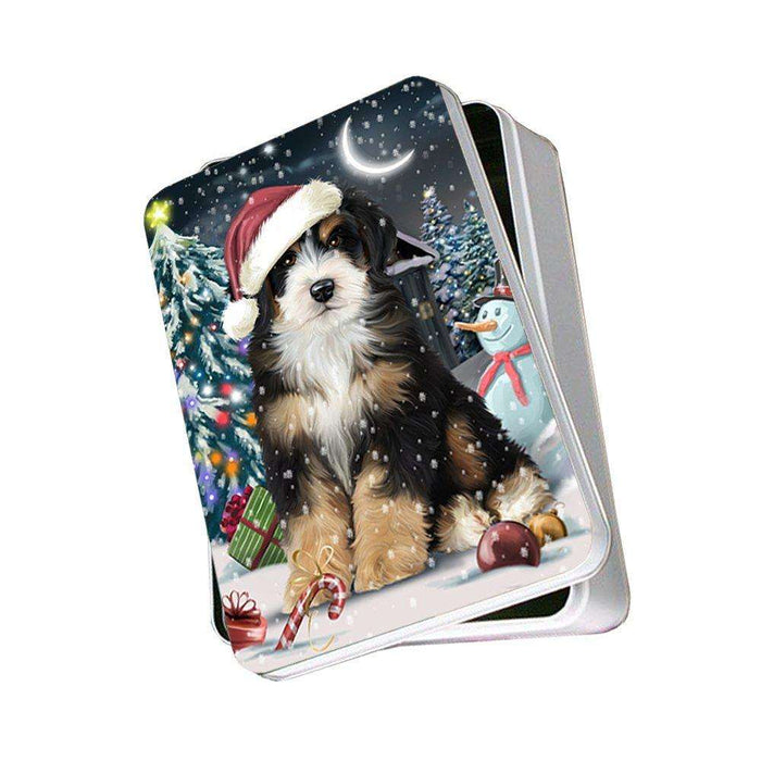 Have a Holly Jolly Bernedoodle Dog Christmas Photo Storage Tin PTIN0158