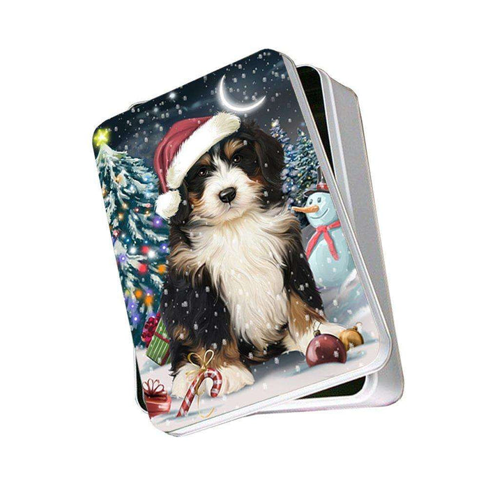 Have a Holly Jolly Bernedoodle Dog Christmas Photo Storage Tin PTIN0159