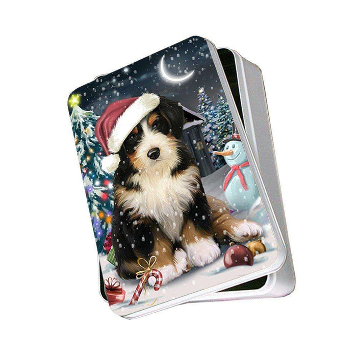 Have a Holly Jolly Bernedoodle Dog Christmas Photo Storage Tin PTIN0160