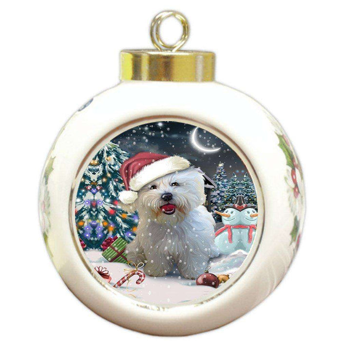 Have a Holly Jolly Bichon Frise Dog Christmas Round Ball Ornament POR699