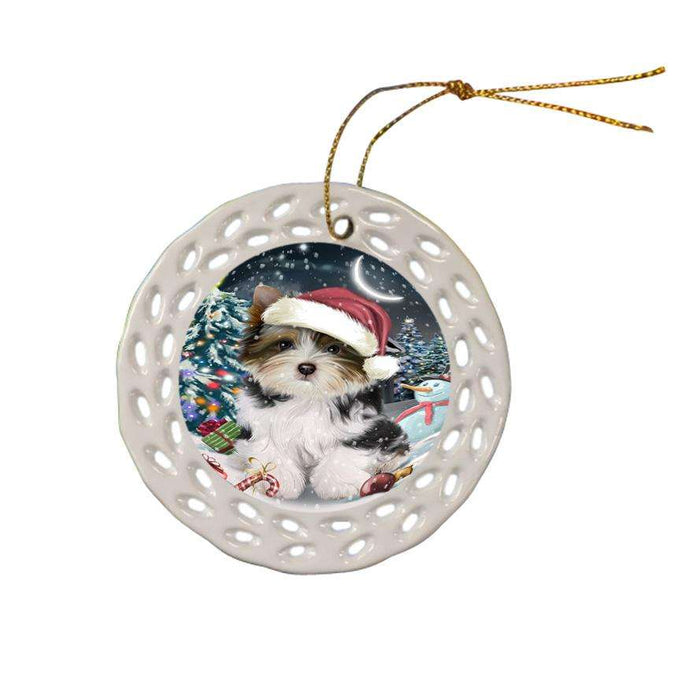Have a Holly Jolly Biewer Terrier Dog Christmas  Ceramic Doily Ornament DPOR51632