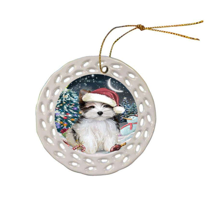 Have a Holly Jolly Biewer Terrier Dog Christmas  Ceramic Doily Ornament DPOR51633