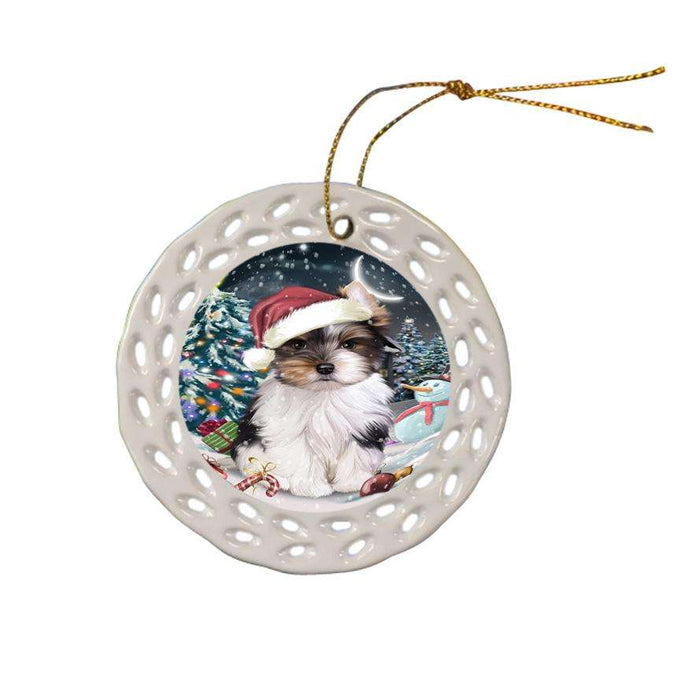 Have a Holly Jolly Biewer Terrier Dog Christmas  Ceramic Doily Ornament DPOR51634