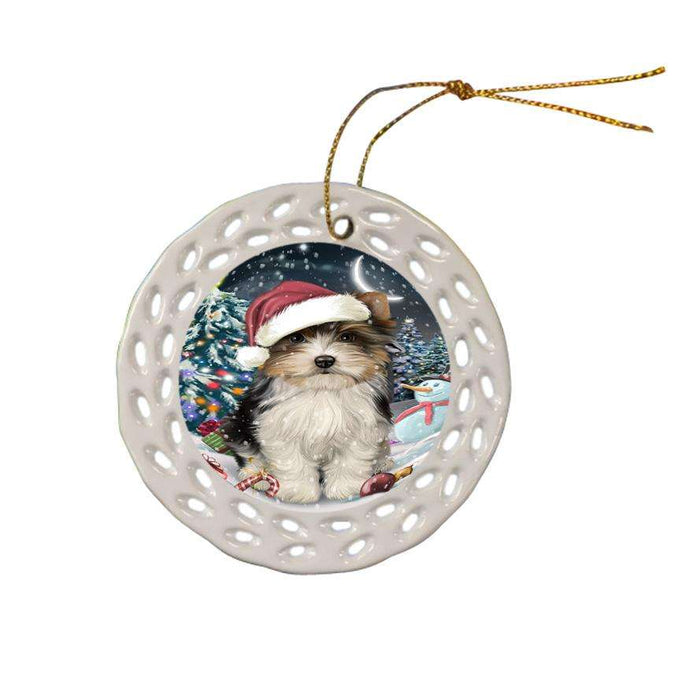 Have a Holly Jolly Biewer Terrier Dog Christmas  Ceramic Doily Ornament DPOR51635
