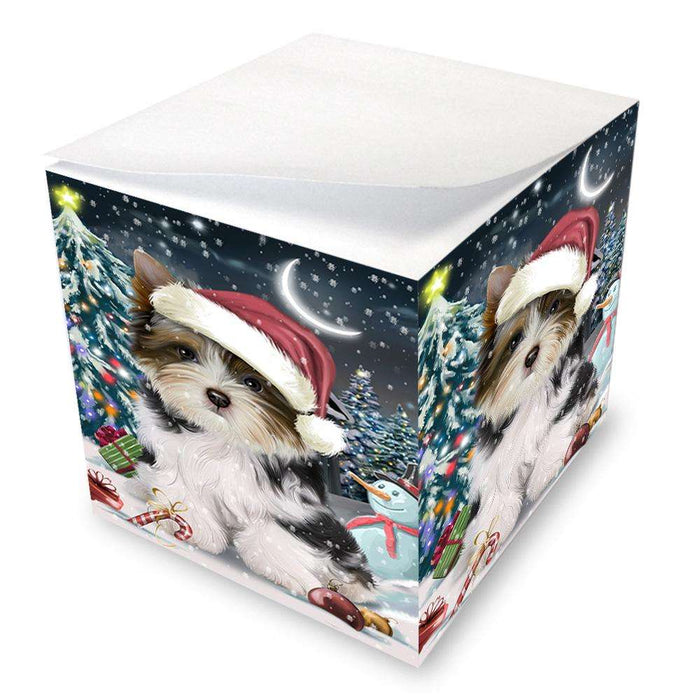 Have a Holly Jolly Biewer Terrier Dog Christmas  Note Cube NOC51632