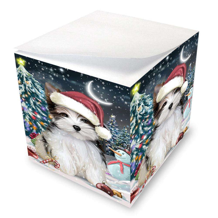 Have a Holly Jolly Biewer Terrier Dog Christmas  Note Cube NOC51633