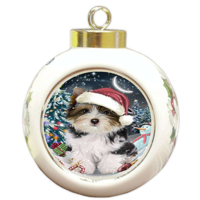 Have a Holly Jolly Biewer Terrier Dog Christmas  Round Ball Christmas Ornament RBPOR51632