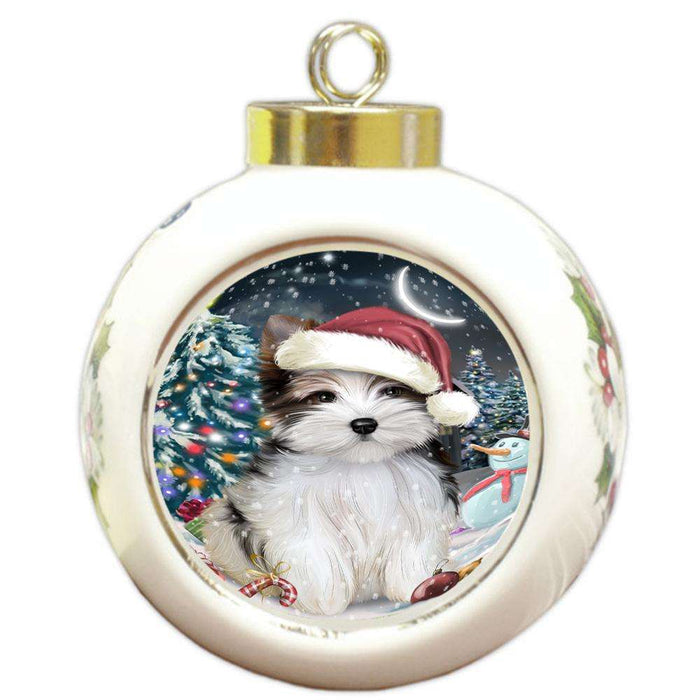 Have a Holly Jolly Biewer Terrier Dog Christmas  Round Ball Christmas Ornament RBPOR51633