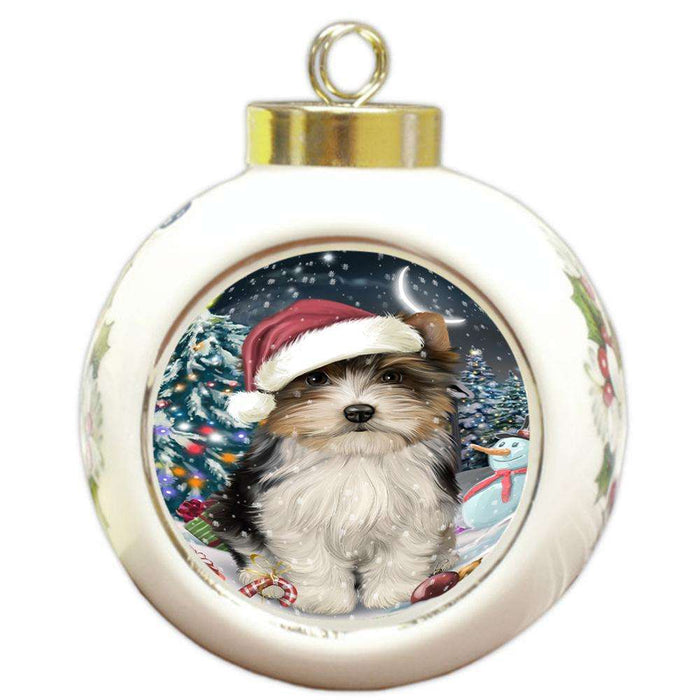 Have a Holly Jolly Biewer Terrier Dog Christmas  Round Ball Christmas Ornament RBPOR51635