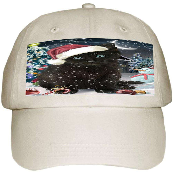 Have a Holly Jolly Black Cat Christmas Ball Hat Cap HAT58641