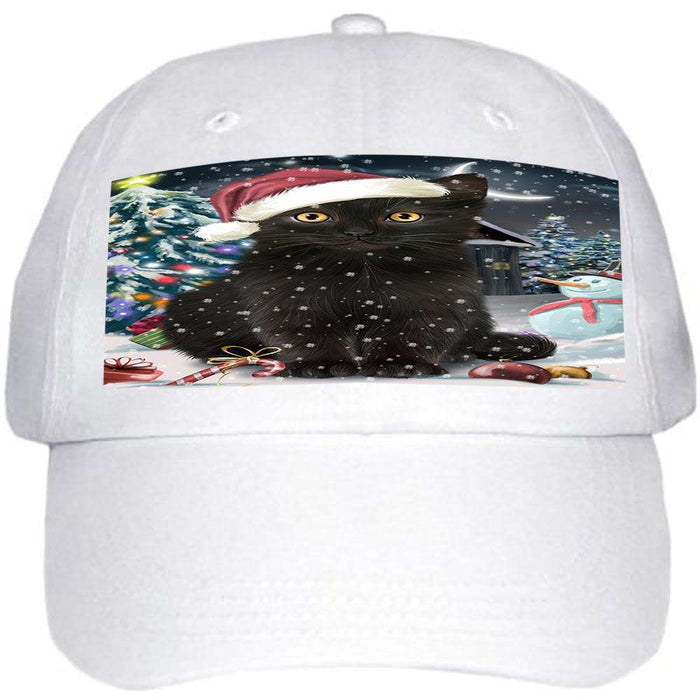 Have a Holly Jolly Black Cat Christmas Ball Hat Cap HAT58644
