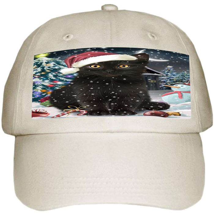 Have a Holly Jolly Black Cat Christmas Ball Hat Cap HAT58644
