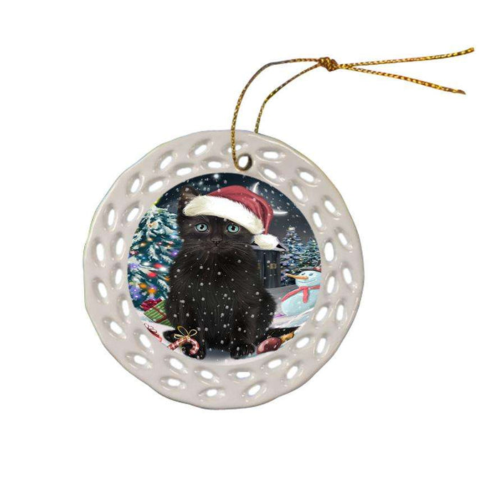 Have a Holly Jolly Black Cat Christmas  Ceramic Doily Ornament DPOR51639
