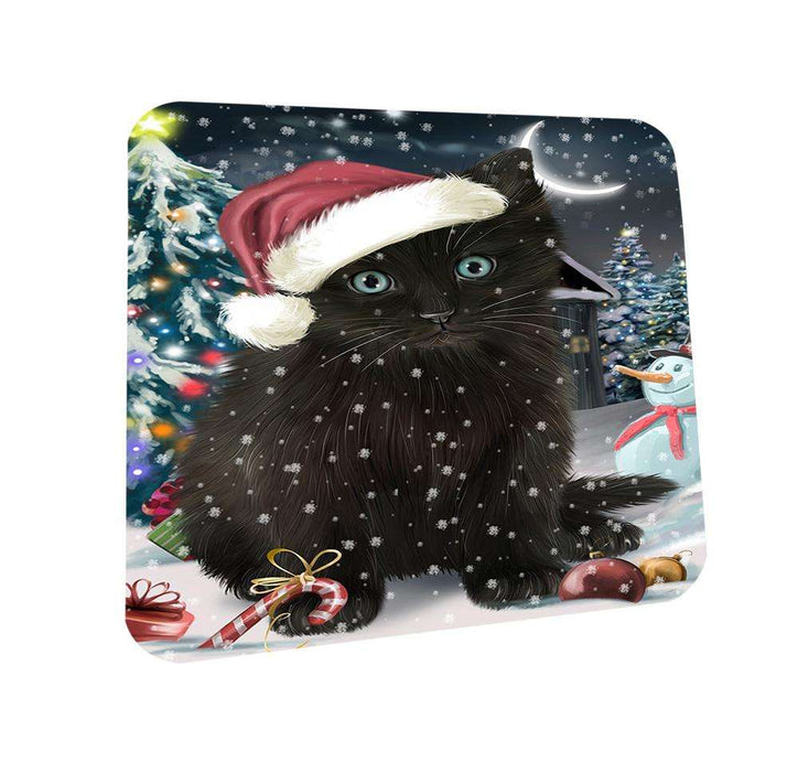 Have a Holly Jolly Black Cat Christmas  Coasters Set of 4 CST51595