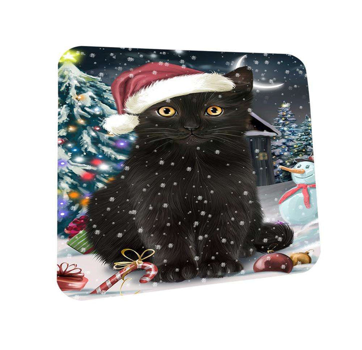 Have a Holly Jolly Black Cat Christmas  Coasters Set of 4 CST51596
