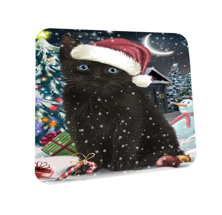 Have a Holly Jolly Black Cat Christmas  Coasters Set of 4 CST51597