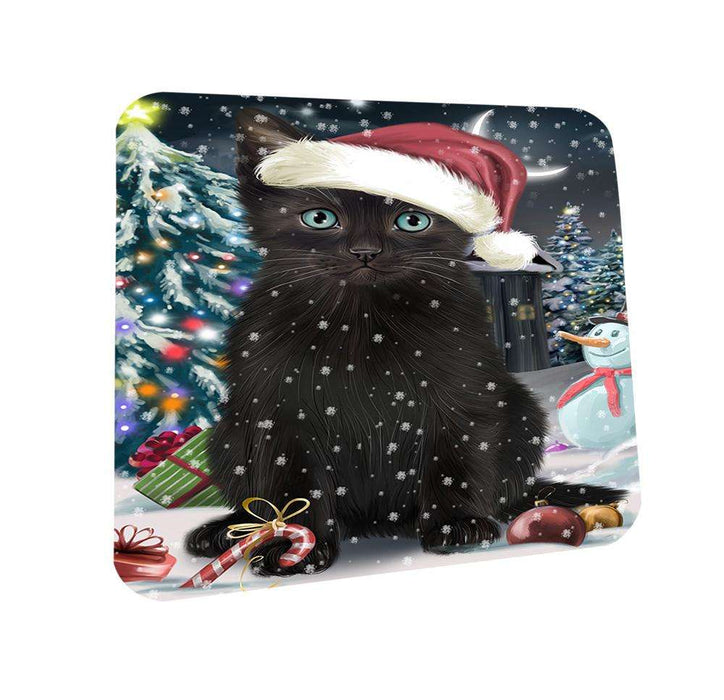 Have a Holly Jolly Black Cat Christmas  Coasters Set of 4 CST51598