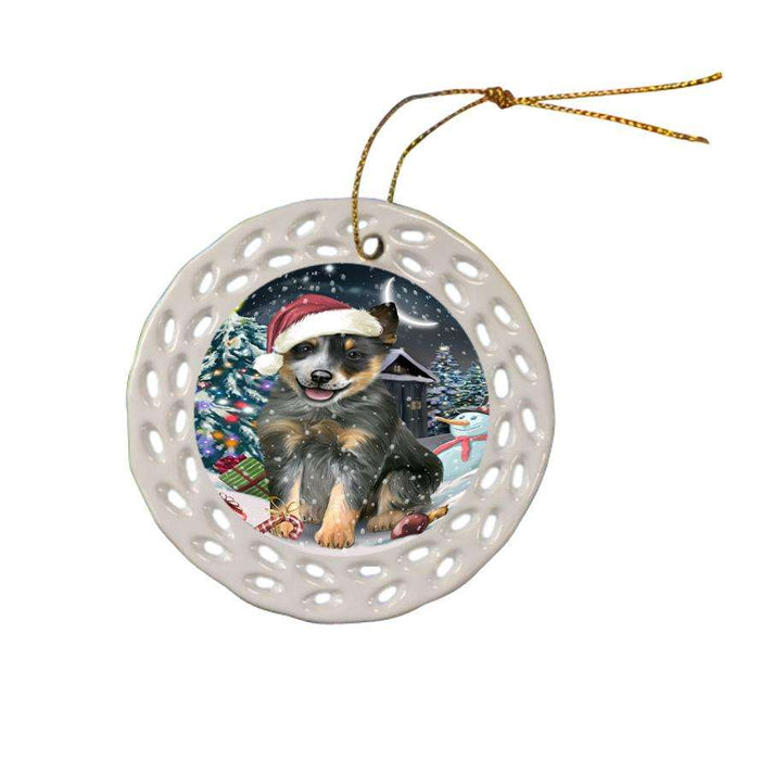 Have a Holly Jolly Blue Heeler Dog Christmas  Ceramic Doily Ornament DPOR51642