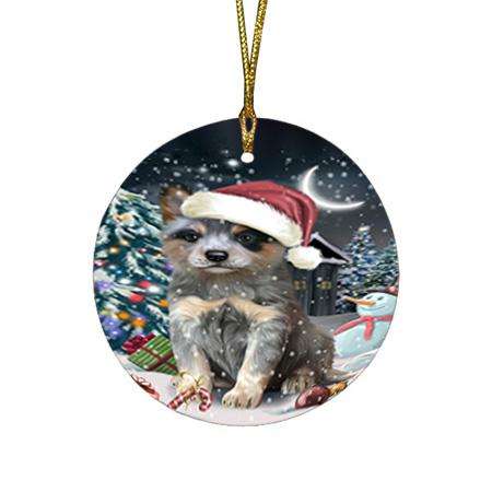 Have a Holly Jolly Blue Heeler Dog Christmas  Round Flat Christmas Ornament RFPOR51631