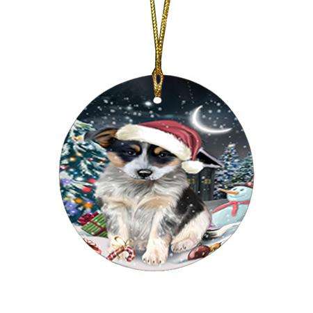 Have a Holly Jolly Blue Heeler Dog Christmas  Round Flat Christmas Ornament RFPOR51632