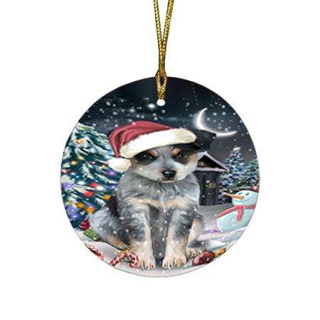 Have a Holly Jolly Blue Heeler Dog Christmas  Round Flat Christmas Ornament RFPOR51634