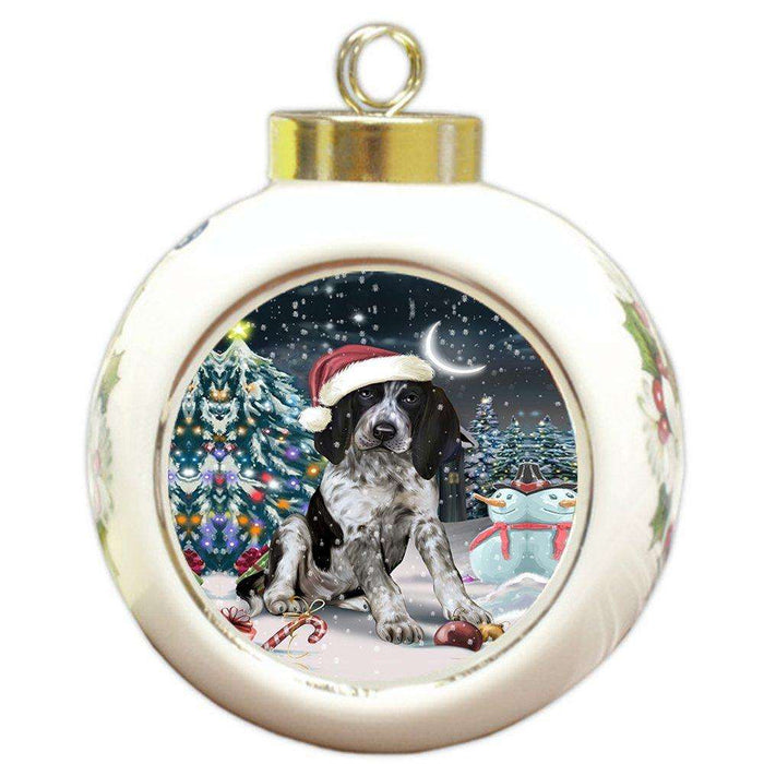 Have a Holly Jolly Bluetick Coonhound Dog Christmas Round Ball Ornament POR774