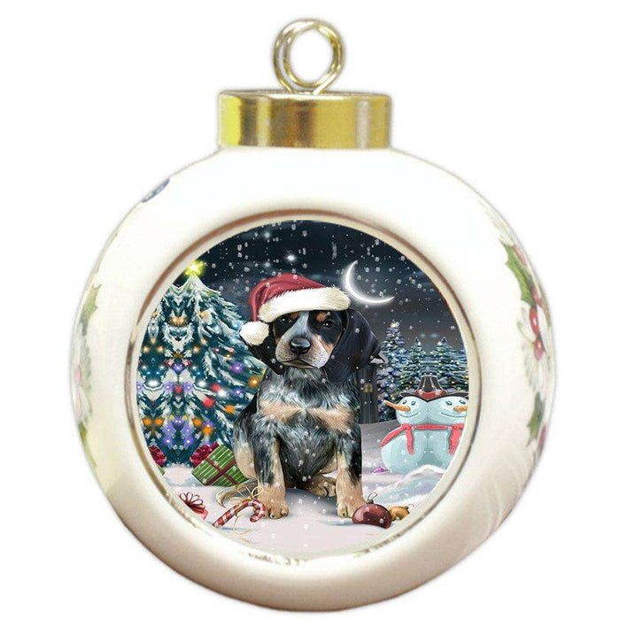 Have a Holly Jolly Bluetick Coonhound Dog Christmas Round Ball Ornament POR775
