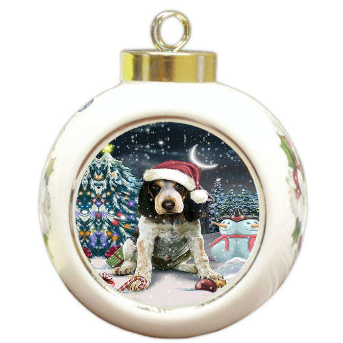 Have a Holly Jolly Bluetick Coonhound Dog Christmas Round Ball Ornament POR776