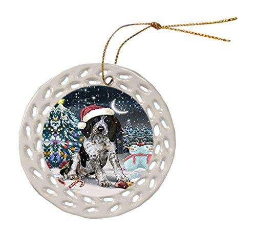 Have a Holly Jolly Bluetick Coonhound Dog Christmas Round Doily Ornament POR138