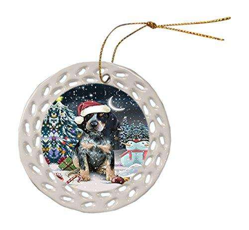 Have a Holly Jolly Bluetick Coonhound Dog Christmas Round Doily Ornament POR139