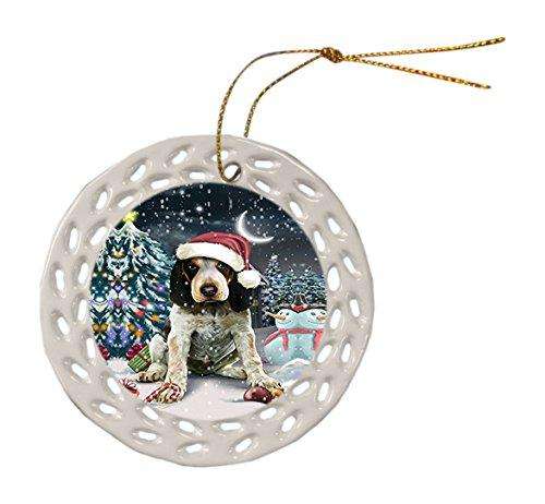 Have a Holly Jolly Bluetick Coonhound Dog Christmas Round Doily Ornament POR140