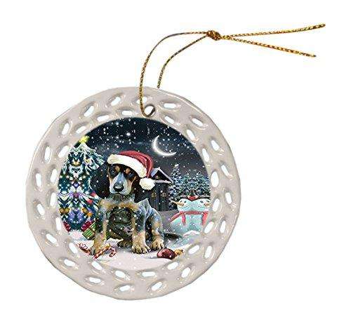 Have a Holly Jolly Bluetick Coonhound Dog Christmas Round Doily Ornament POR141