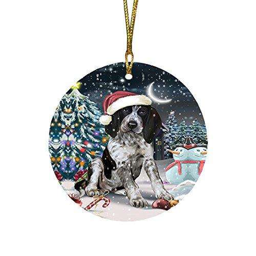 Have a Holly Jolly Bluetick Coonhound Dog Christmas Round Flat Ornament POR1338
