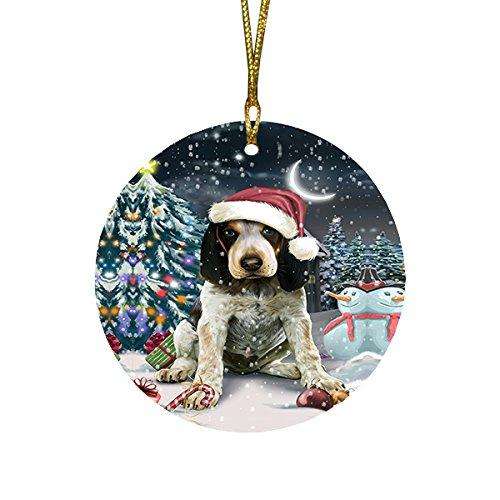 Have a Holly Jolly Bluetick Coonhound Dog Christmas Round Flat Ornament POR1340