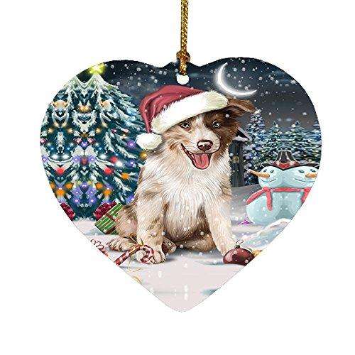 Have a Holly Jolly Border Collie Dog Christmas Heart Ornament POR1796