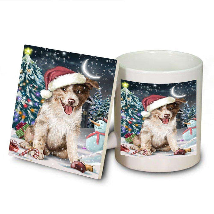 Have a Holly Jolly Border Collie Dog Christmas Mug and Coaster Set MUC0089