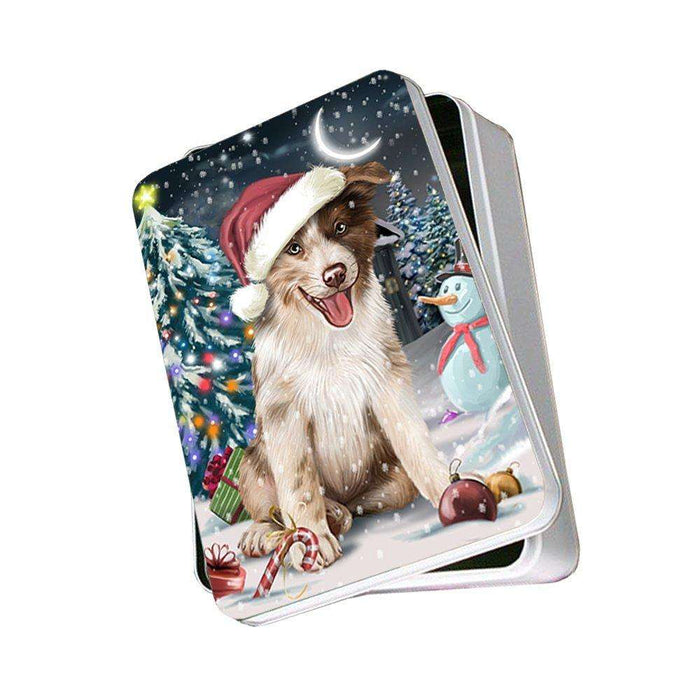Have a Holly Jolly Border Collie Dog Christmas Photo Storage Tin PTIN0089