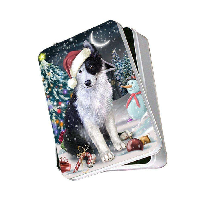 Have a Holly Jolly Border Collie Dog Christmas Photo Storage Tin PTIN0090