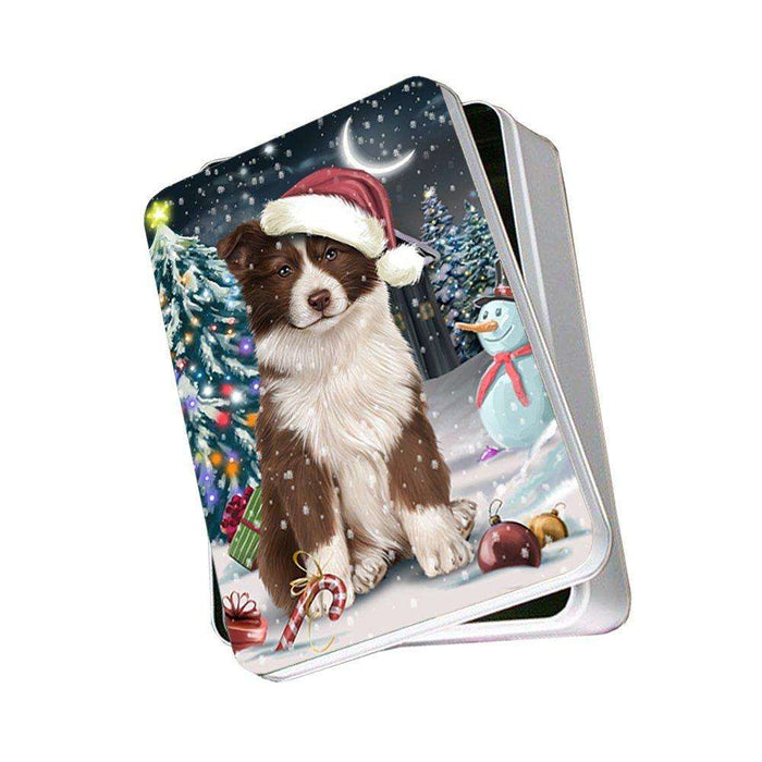 Have a Holly Jolly Border Collie Dog Christmas Photo Storage Tin PTIN0091