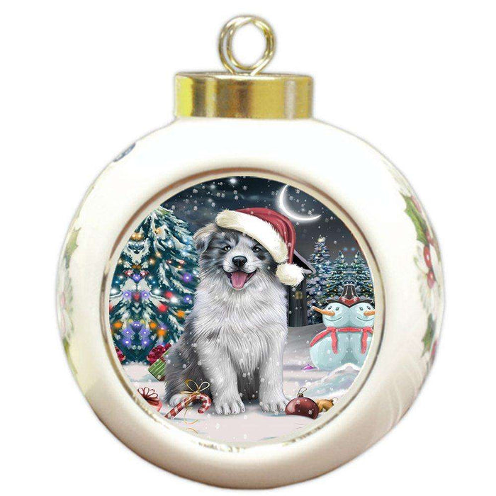 Have a Holly Jolly Border Collie Dog Christmas Round Ball Ornament POR705