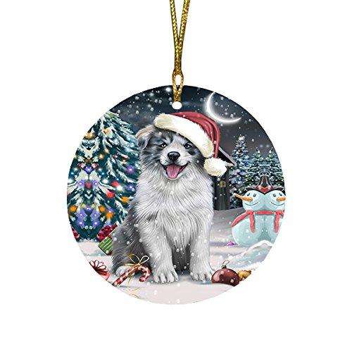 Have a Holly Jolly Border Collie Dog Christmas Round Flat Ornament POR1269