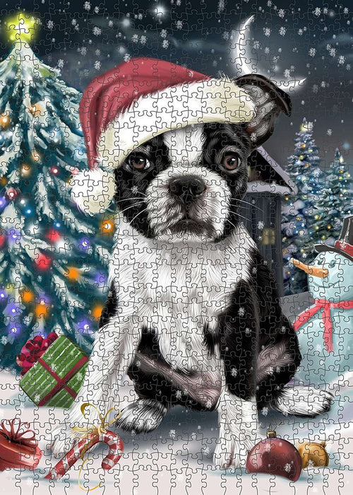 Have a Holly Jolly Boston Terrier Dog Christmas Puzzle with Photo Tin PUZL054