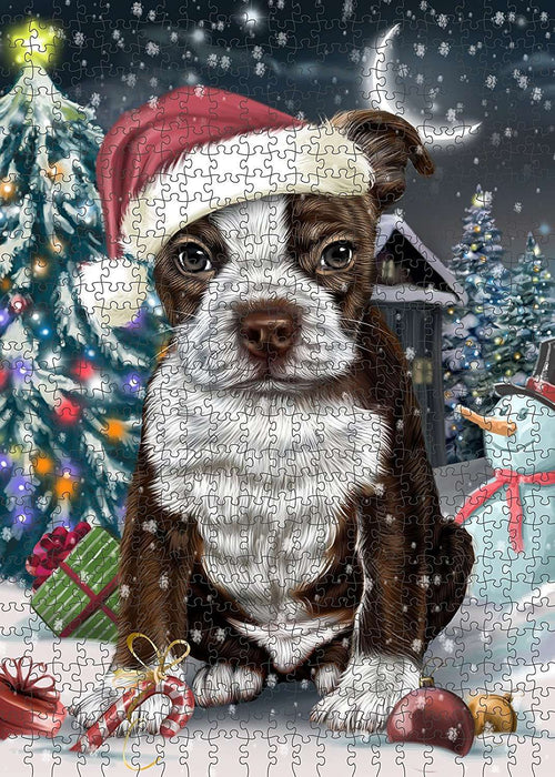 Have a Holly Jolly Boston Terrier Dog Christmas Puzzle with Photo Tin PUZL057