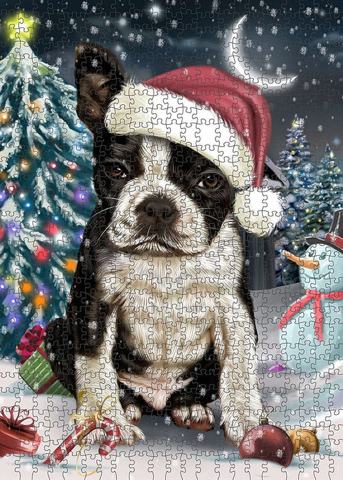 Have a Holly Jolly Boston Terrier Dog Christmas Puzzle with Photo Tin PUZL063