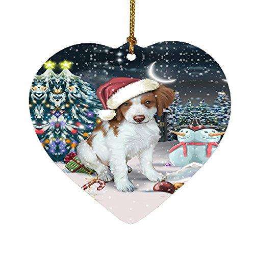Have a Holly Jolly Brittany Spaniel Dog Christmas Heart Ornament POR1908