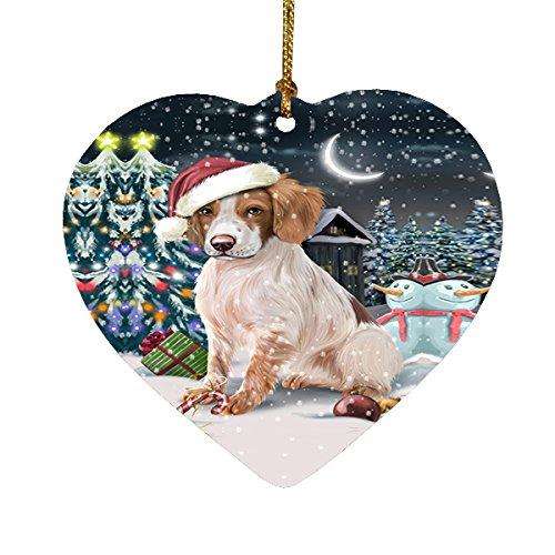 Have a Holly Jolly Brittany Spaniel Dog Christmas Heart Ornament POR1909
