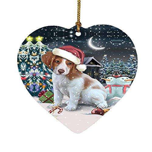 Have a Holly Jolly Brittany Spaniel Dog Christmas Heart Ornament POR1911