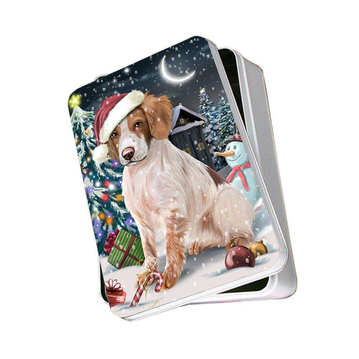 Have a Holly Jolly Brittany Spaniel Dog Christmas Photo Storage Tin PTIN0202